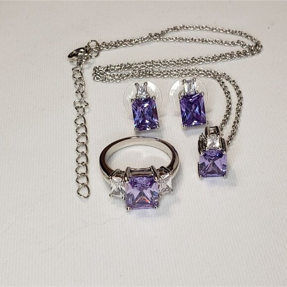 Amethyst with Silver Setting Ring, Earrings, Necklace, NWOT - Picture 13 of 13